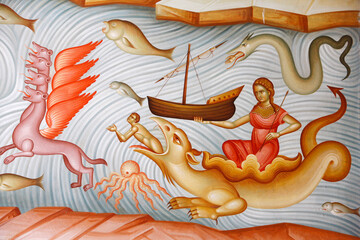 Detail of a fresco in Capharna&Yuml;m (Capernaum) Greek orthodox church