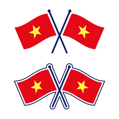 交差したベトナム国旗のアイコンセット