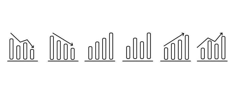 Graphic up down vector icon. Black chart arrow.