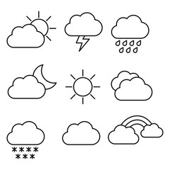 Season vector line style icon set. Weather icons.