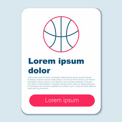 Line Basketball ball icon isolated on grey background. Sport symbol. Colorful outline concept. Vector