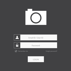 Flat login form design with lock icon on black background. vector.