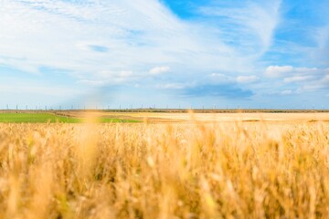 Beautiful hilly landscape in the foreground with blue sky