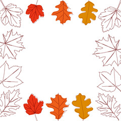 Naklejka na ściany i meble Vector autumn leaf continuous line drawing. Autumn leaf one line style icon vector illustration design