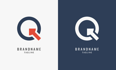 Letter Q Design Logo With Arrow , Vector Template