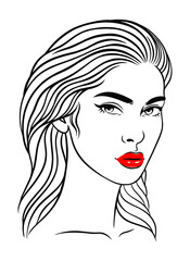 Line art simple woman portrait