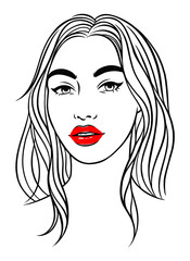 Line art simple woman portrait
