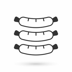Grey Sausage icon isolated on white background. Grilled sausage and aroma sign. Vector