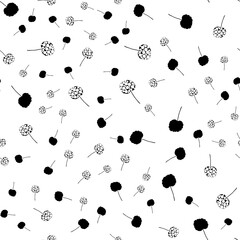 Seamless vector pattern with white and black leaves on a white background. Black and white texture for bed linen, wallpapers, tiles, clothes, tablecloths