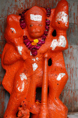 Hanuman statue in a street shrine
