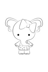 Cute baby elephant character. Coloring page for kids, preschool activity