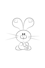 Cute little cartoon hare character. Bunny coloring page for kids, preschool activity