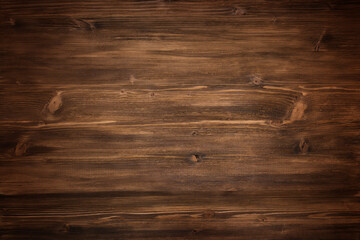 Dark wood texture background. Wooden surface with nature pattern. Top view of a vintage wooden...