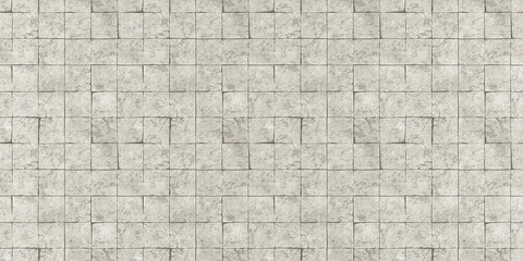 Seamless texture of luxury concrete tiles floor or wall in light grey color with rough raw cracked old stone. Modern abstract interior graphic element. Exterior tile. Realistic 3D rendering.