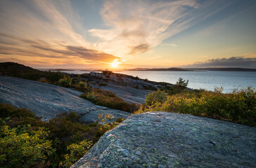 beautiful sunset over North sea coast in Sweden