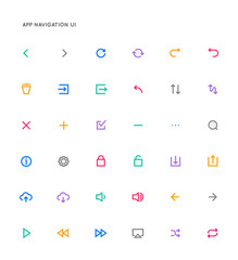 App Control System User Interface (UI) Vector Icon Set. High Quality Minimal Lined Icons for All Purposes.