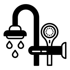 bathroom shower icon on transparent background