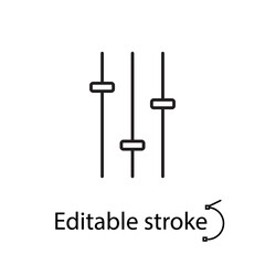 Sound control outline icon. Equalizer and volume mixer item. Customizable linear symbol. Isolated vector illustration
