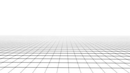 Wireframe landscape. Vector perspective grid. Digital space. Mesh on a white background.