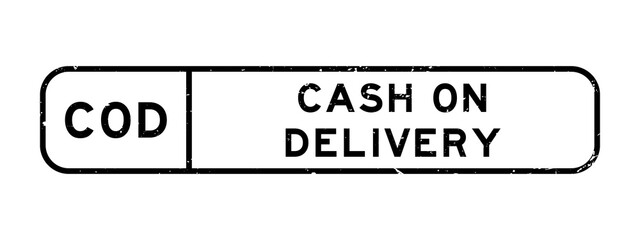 Grunge black COD cash on delivery word square rubber seal stamp on white background