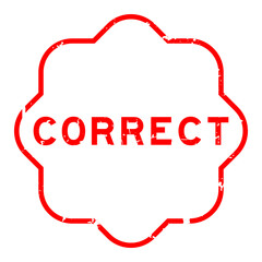 Grunge red correct word rubber seal stamp on white background