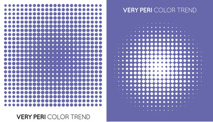 Set of Two Trendy Very Peri Color Halftone, Halftone Dot Pattern. Color of the year 2022..