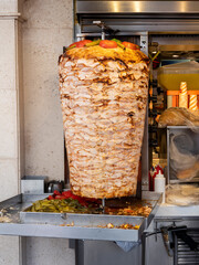 traditional Turkish street food doner, front view