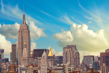 Fototapeta na wymiar Cloudy Sky above New York City Skyscrapers