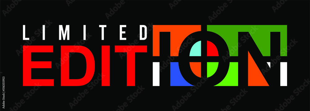 Wall mural Vector of colorful 'limited edition' word combination in black background