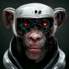 portrait of high -tech monkey - obrazy, fototapety, plakaty