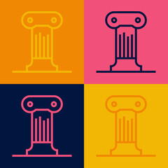 Pop art line Law pillar icon isolated on color background. Ancient column. Vector