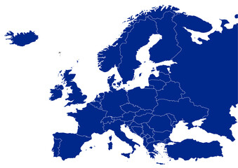 Naklejka premium the countries of europe in one map