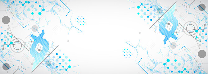 Abstract futuristic background for design works..Science template, wallpaper or banner with a DNA molecules.