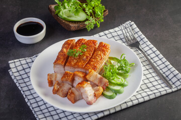 Crispy pork belly or pork cutlet with sweet and sour sauce