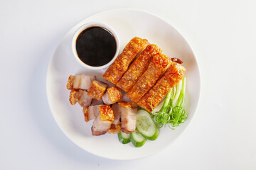 Crispy pork belly or pork cutlet with sweet and sour sauce