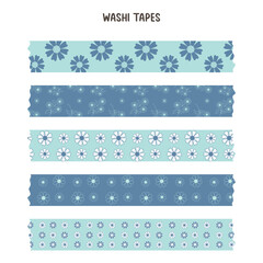 Set of decorative tape. Flower washi tape, cute gift wrapping tape, cute scrapbooking tape, journaling tape.