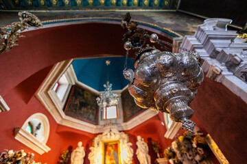 Inside paintings of The Roman Catholic Church of Our Lady of the Rocks.