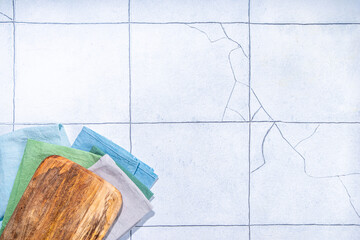 Obraz na płótnie Canvas Background with kitchen napkin and cutting board
