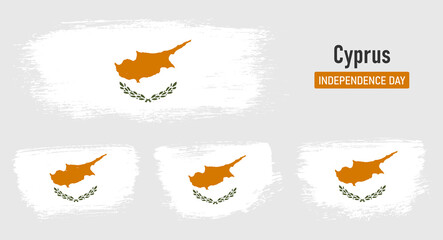 Textured collection national flag of Cyprus on painted brush stroke effect with white background