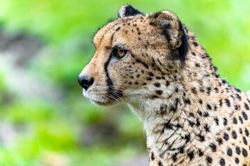 Portrait from the side of a wild baby cheetah (Acinonyx jubatus) © Hungry Bear Photography/Wirestock Creators