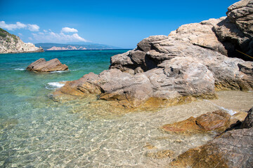 Fototapeta na wymiar Krifi Ammos Beach in Skiathos, Greece