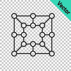 Black line Board game icon isolated on transparent background. Vector