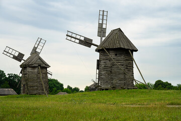 Fototapeta na wymiar Windmill. Industry. Old mill. Mill of the times of Kievan Rus.