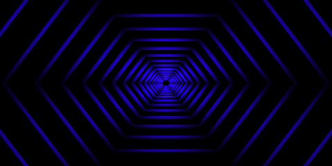 Hexagon Background. A Tunnel in different Shapes an Colours