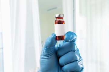 Vaccination for booster against tuberculosis in the children and adolescents. Doctor with vial of...