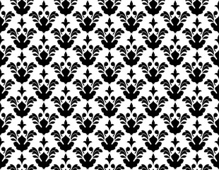 Flower geometric pattern. Seamless vector background. White and black ornament
