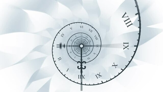 Elegant time spiral clock face. Infinite seamless animation