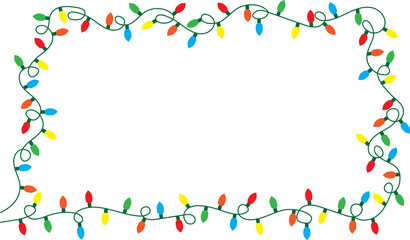 Christmas lights string isolated  frame on white background vector