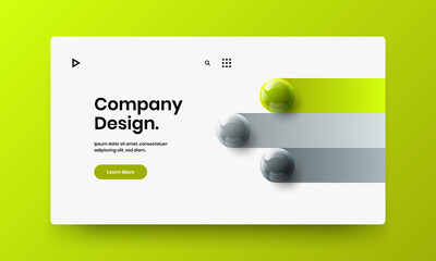 Multicolored presentation design vector concept. Original 3D balls landing page template.