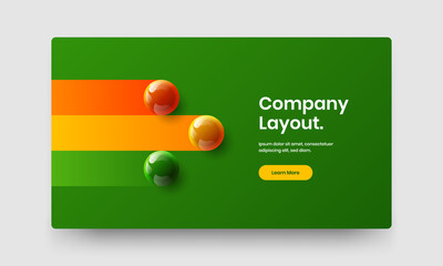 Colorful site screen design vector template. Vivid 3D balls banner layout.